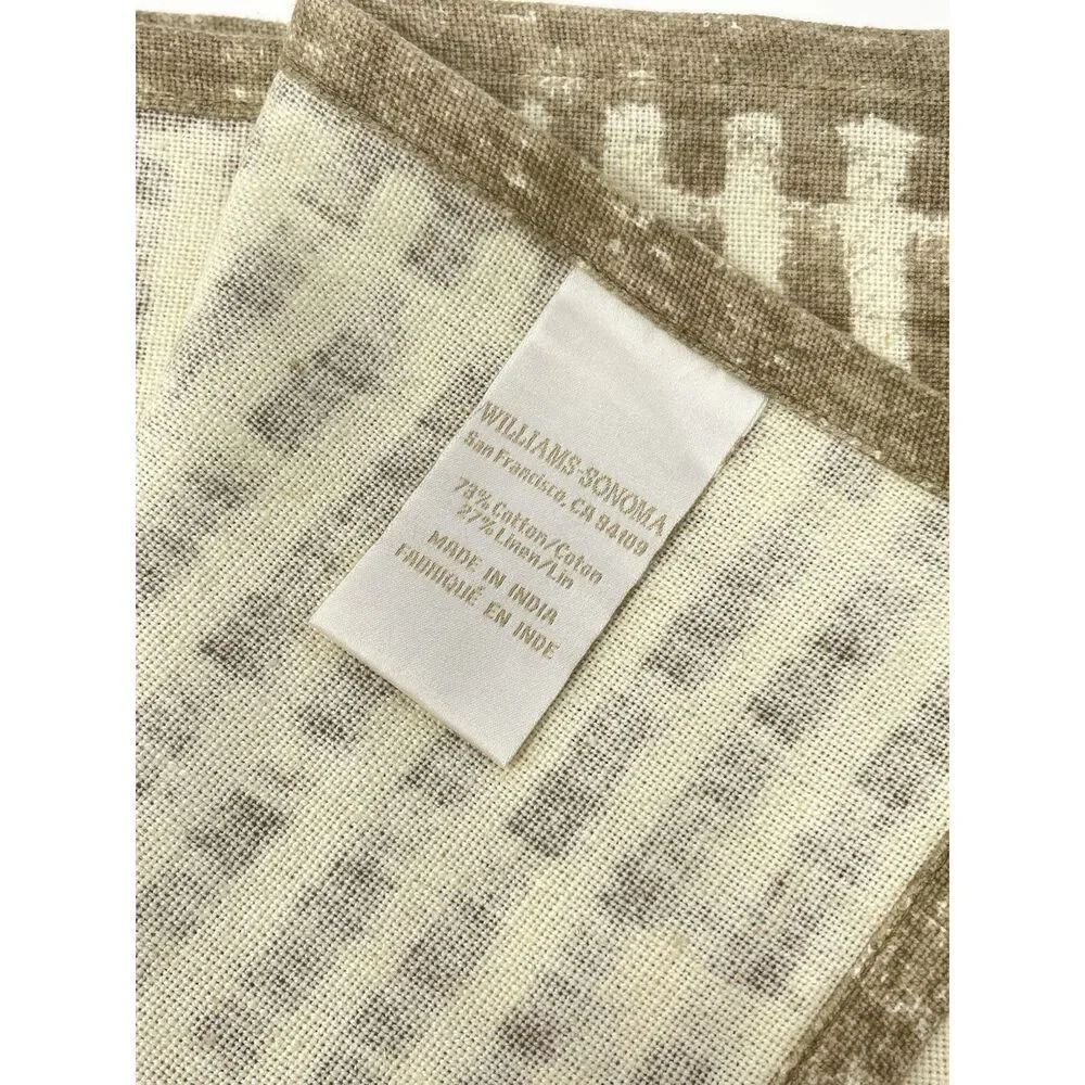William Sonoma Painted Stripe Table Runner 16x108” Cotton Linen Beige Tan Brown